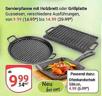 Servierpfanne mit Holzbrett oder Grillplatte