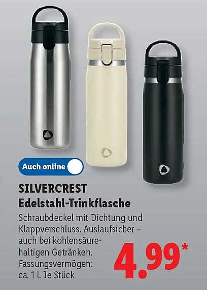 SILVERCREST Edelstahl-Trinkflasche