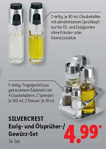 SILVERCREST Essig- und Ölsprüher-/Gewürz-Set