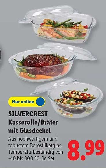 SILVERCREST Kasserolle/Bräter mit Glasdeckel