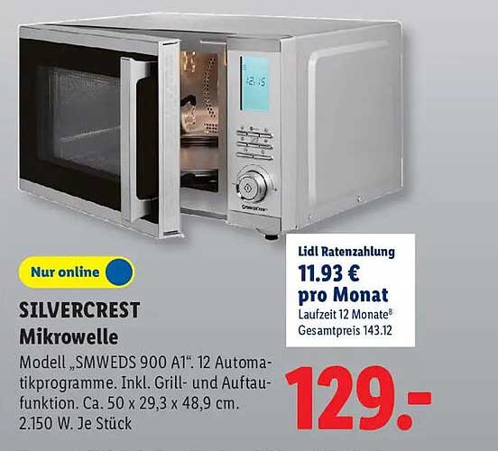 SILVERCREST Mikrowelle Modell „SMWEDS 900 A1“