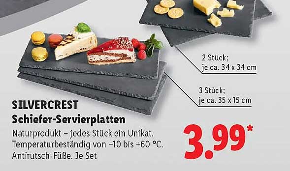 SILVERCREST Schiefer-Servierplatten