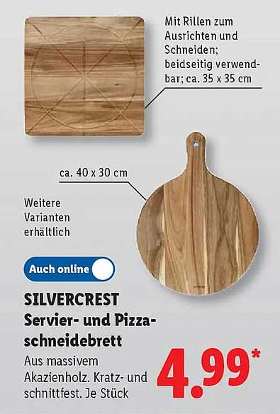 SILVERCREST Servier- und Pizza-schneidebrett