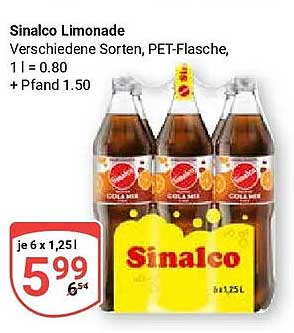 Sinalco Limonade Verschiedene Sorten, PET-Flasche, 1 l = 0.80 + Pfand 1.50