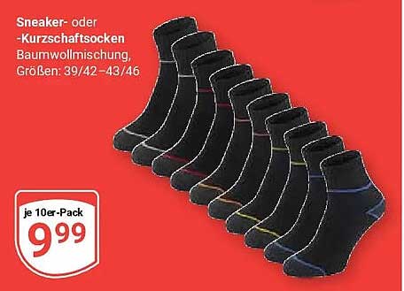 Sneaker- oder -Kurzschaftsocken Baumwollmischung, Größen: 39/42–43/46