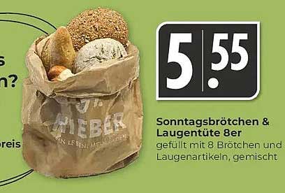Sonntagsbrötchen & Laugennüte 8er gefüllt mit 8 Brötchen und Laugenartikeln, gemischt