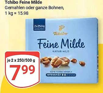 Tchibo Feine Milde Gemahlen oder ganze Bohnen, 1 kg = 15.98