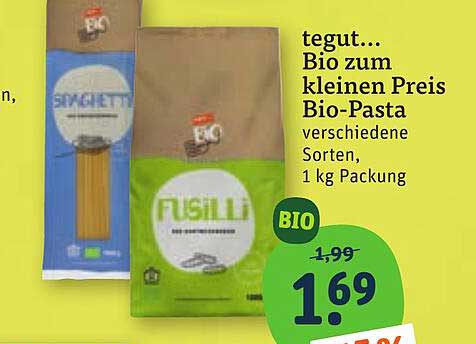 tegut... Bio zum kleinen Preis Bio-Pasta verschiedene Sorten, 1 kg Packung