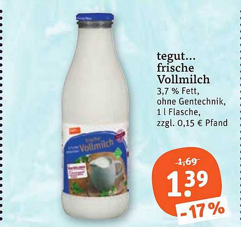 tegut... frische Vollmilch
