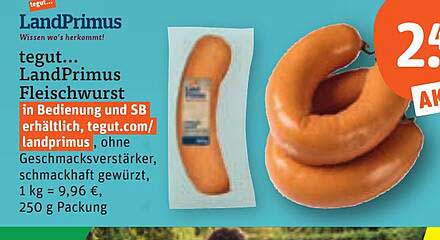 tegut... LandPrimus Fleischwurst
