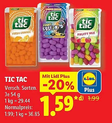 TIC TAC Versch. Sorten. Je 54 g