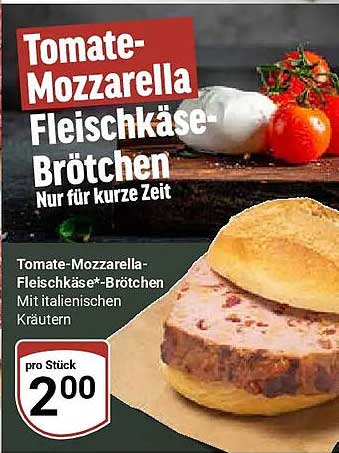 Tomate-Mozzarella Fleischkäse Brötchen