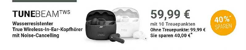 TUNEBEAM TWS Wasserdichter True Wireless-In-Ear-Kopfhörer mit Noise-Cancelling