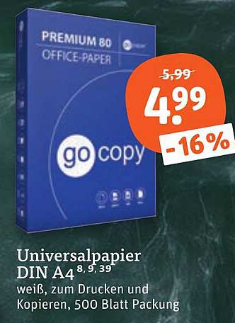 Universalpapier DIN A4 weiß, zum Drucken und Kopieren, 500 Blatt Packung