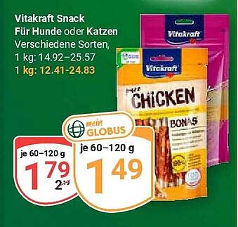 Vitakraft Snack Für Hunde oder Katzen Verschiedene Sorten, 1 kg: 14.92-25.57 1 kg: 12.41-24.83