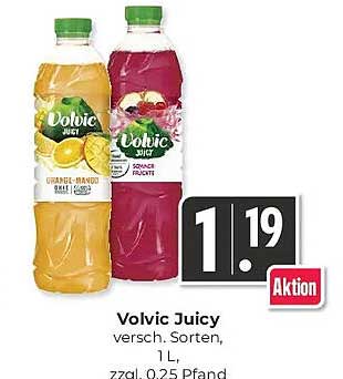 Volvic Juicy versch. Sorten, 1 L, zzgl. 0,25 Pfand