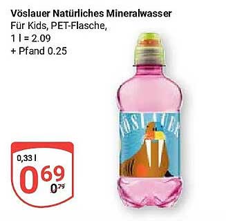 Vöslauer Natürliches Mineralwasser Für Kids, PET-Flasche, 1 l = 2,09 + Pfand 0.25
