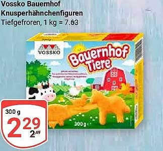 Vossko Bauernhof Knusperhähnchenfiguren Tiefgefroren, 1 kg = 7.63