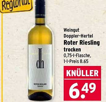 Weingut Doppler-Hertel Roter Riesling trocken 0,75-l-Flasche, 1-l-Preis 8.65