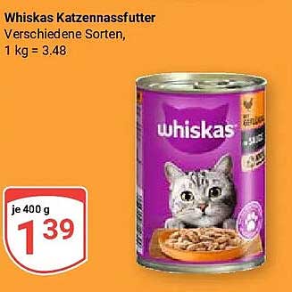 Whiskas Katzennassfutter Verschiedene Sorten, 1 kg = 3.48
