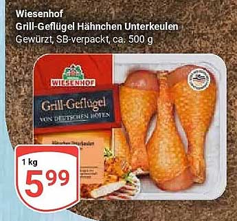 Wiesenhof Grill-Geflügel Hähnchen Unterkeulen Gewürzt, SB-verpackt, ca. 500 g