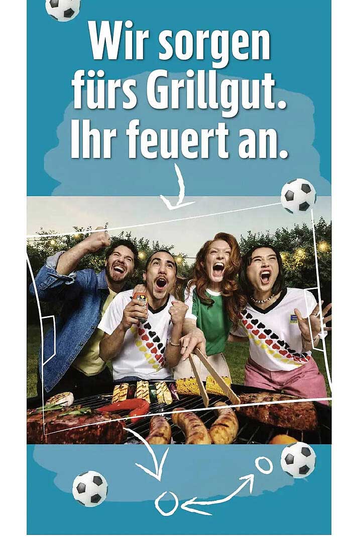 Wir sorgen fürs Grillgut. Ihr feuert an.