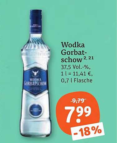 Wodka Gorbat-schow 37,5 Vol.-%, 1 l = 11,41 €, 0,7 l Flasche