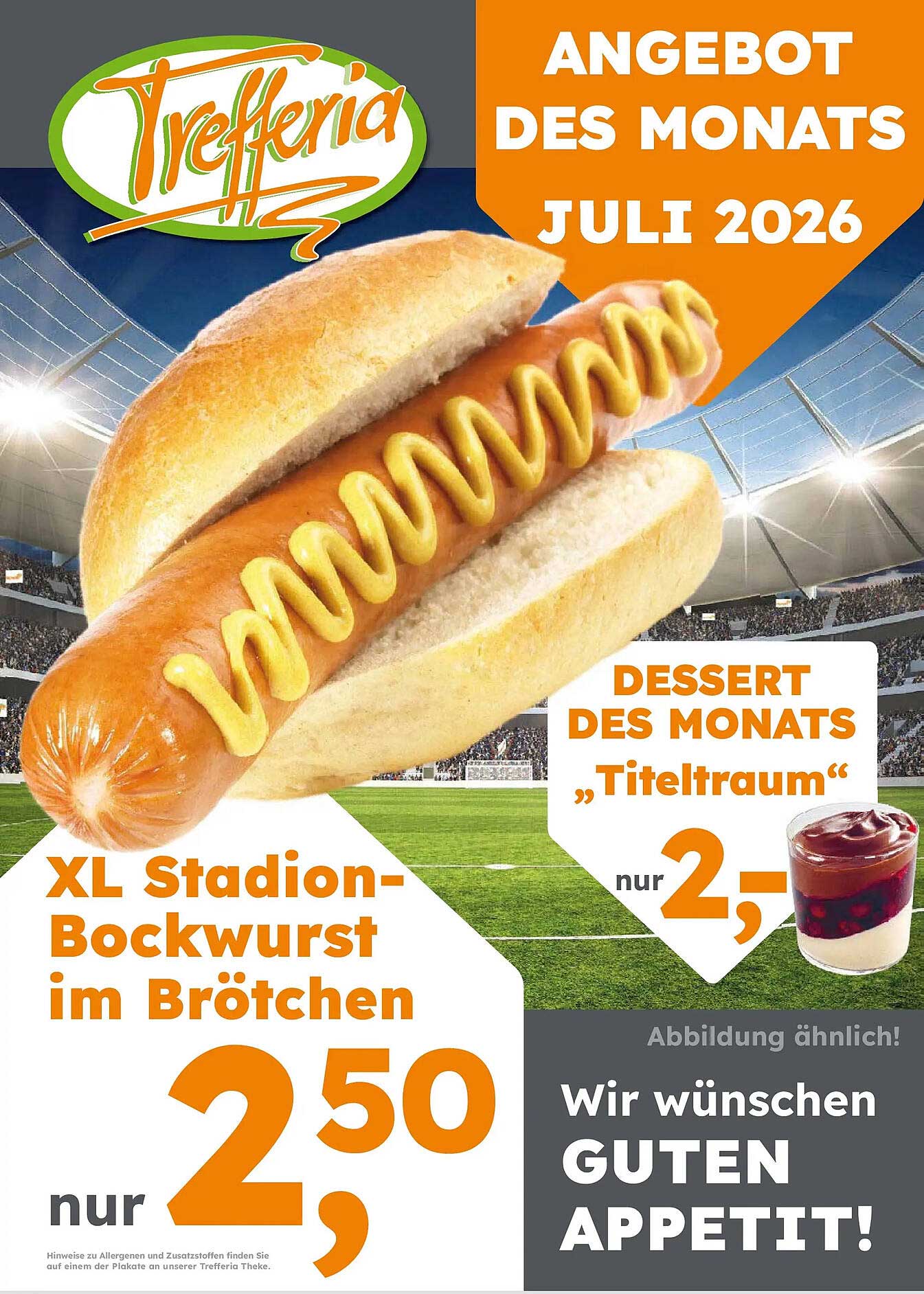 XL Stadion-Bockwurst im Brötchen