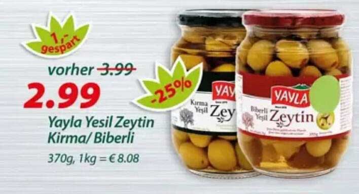Yayla Yesil Zeytin Kirma/ Biberli