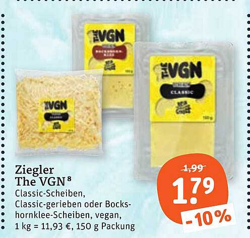 Ziegler The VGN⁸ Classic-Scheiben, Classic-gerieben oder Bockshornklee-Scheiben, vegan, 1 kg = 11,93 €, 150 g Packung