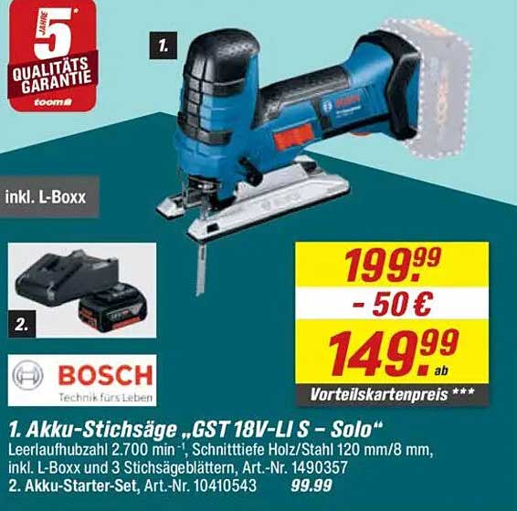 1. Akku-Stichsäge „GST 18V-LI S – Solo“