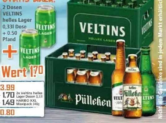 2 Dosen VELTINS helles Lager 0,33l Dose + 0,50 € Pfand