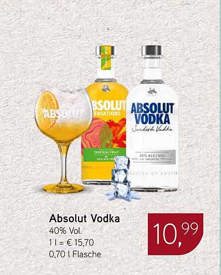 Absolut Vodka 40% Vol - 0,70 l Flasche