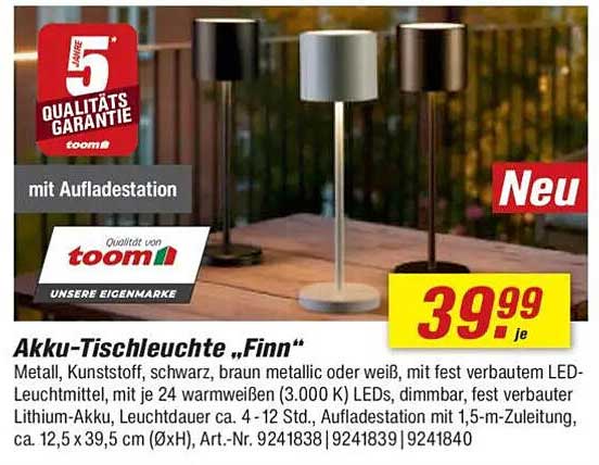 Akku-Tischleuchte „Finn“