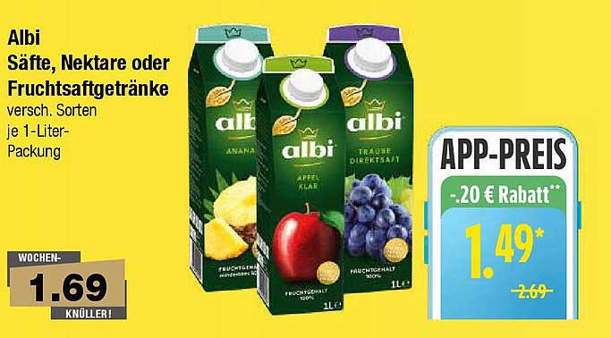 Albi Säfte, Nektare oder Fruchtsaftgetränke je 1-Liter-Packung