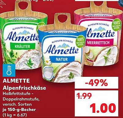 ALMETTE Alpenfrischkäse – Halbfettrunde für Genießer