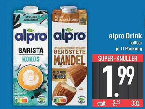 alpro Drink halbar je 1l Packung - Barista Kokos und geröstete Mandel