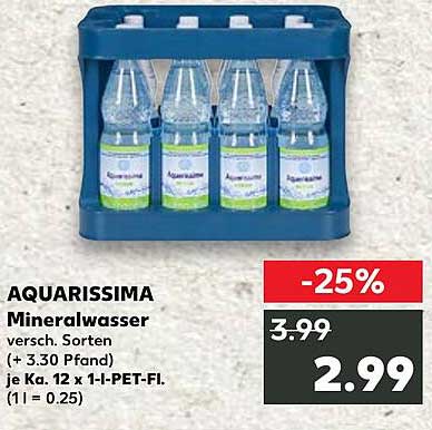 AQUARISSIMA Mineralwasser, versch. Sorten, je Ka. 12 x 1-L-PET-FI.