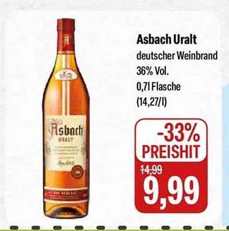 Asbach Uralt deutscher Weinbrand 36% Vol. 0,7l Flasche