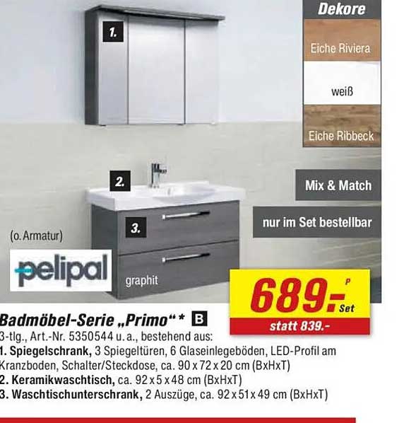 Badmöbel-Serie „Primo“ 3-tlg. Set