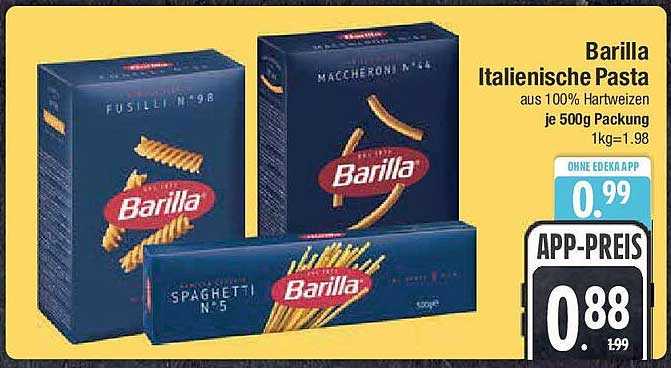 Barilla Italienische Pasta 500g Packungen