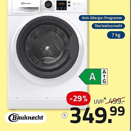 Bauknecht Waschmaschine mit 7 kg, Anti-Allergie-Programm und Startzeitvorwahl