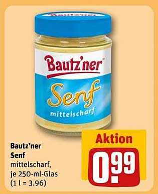 Bautz'ner Senf mittelscharf, je 250-ml-Glas