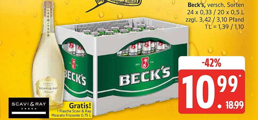 Beck's Bier 24 x 0,33 L oder 20 x 0,5 L – jetzt zum Sonderpreis