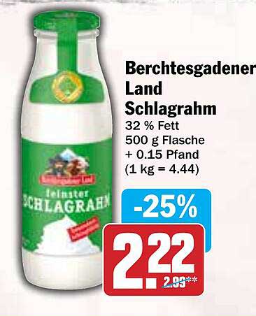 Berchtesgadener Land Schlagrahm 32 % Fett