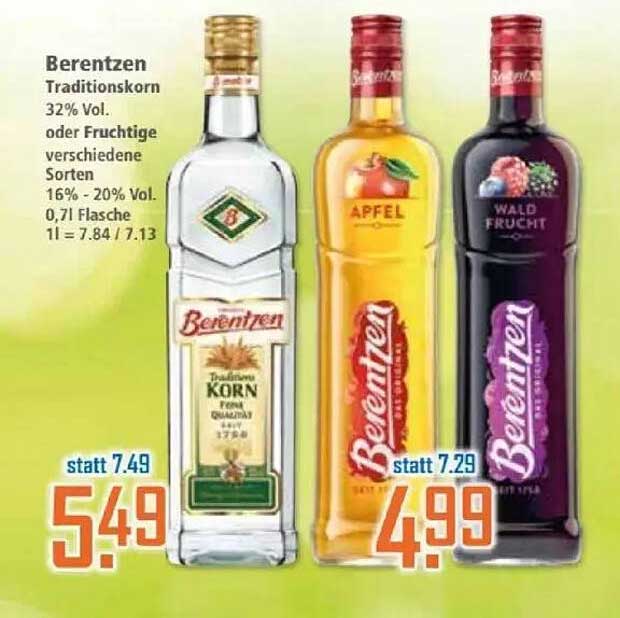 Berentzen Traditionskorn oder fruchtige Sorten 0,7 l