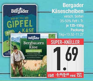 Bergader Käse Scheiben - Verschiedene Sorten