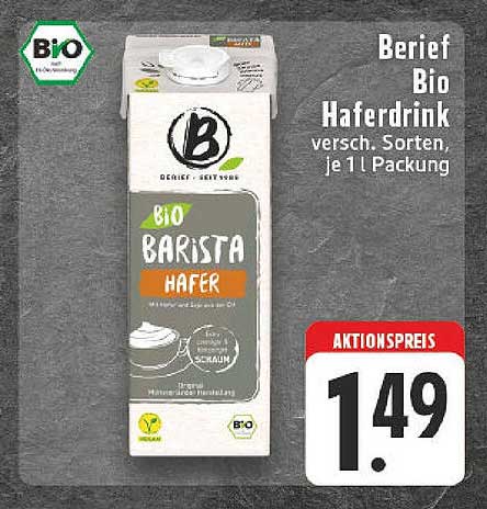 Berief Bio Haferdrink - verschiedene Sorten, je 1 l Packung