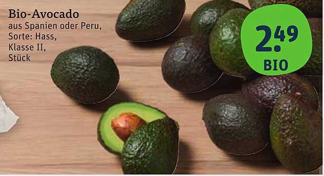 Bio-Avocado aus Spanien oder Peru, Sorte: Hass, Klasse II, Stück