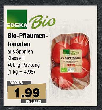 Bio-Pflaumentomaten aus Spanien